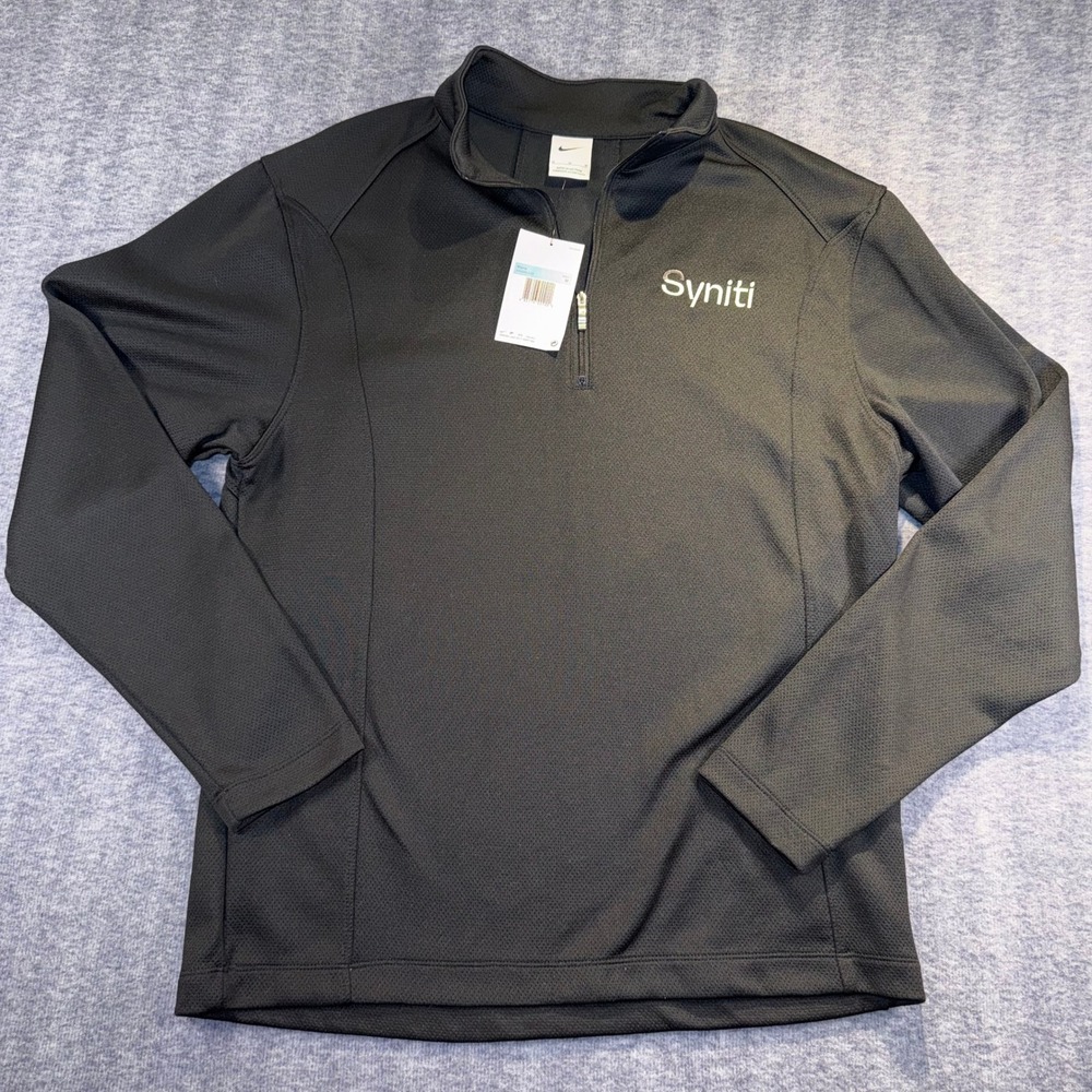 Nike Mens Golf Quarter Zip Jacket Black Medium Pullover Embroidered Syniti NEW